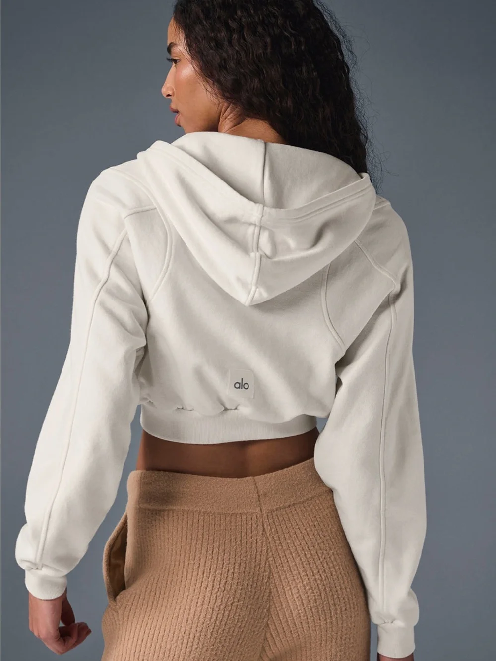 Alo Yoga Sweet Escape Zip Up Hoodie Ivory Size XS